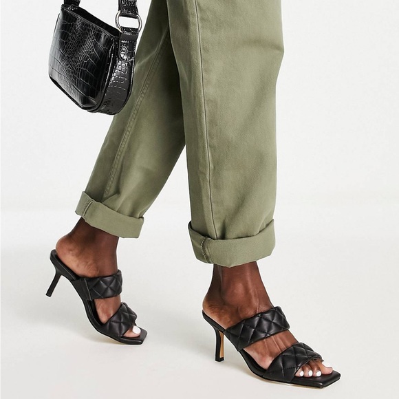 Office Heeled Mules in Black - Picture 3 of 4